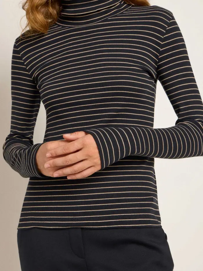 Lanius Streifen-Rollkragenshirt (GOTS) Neueste Mode