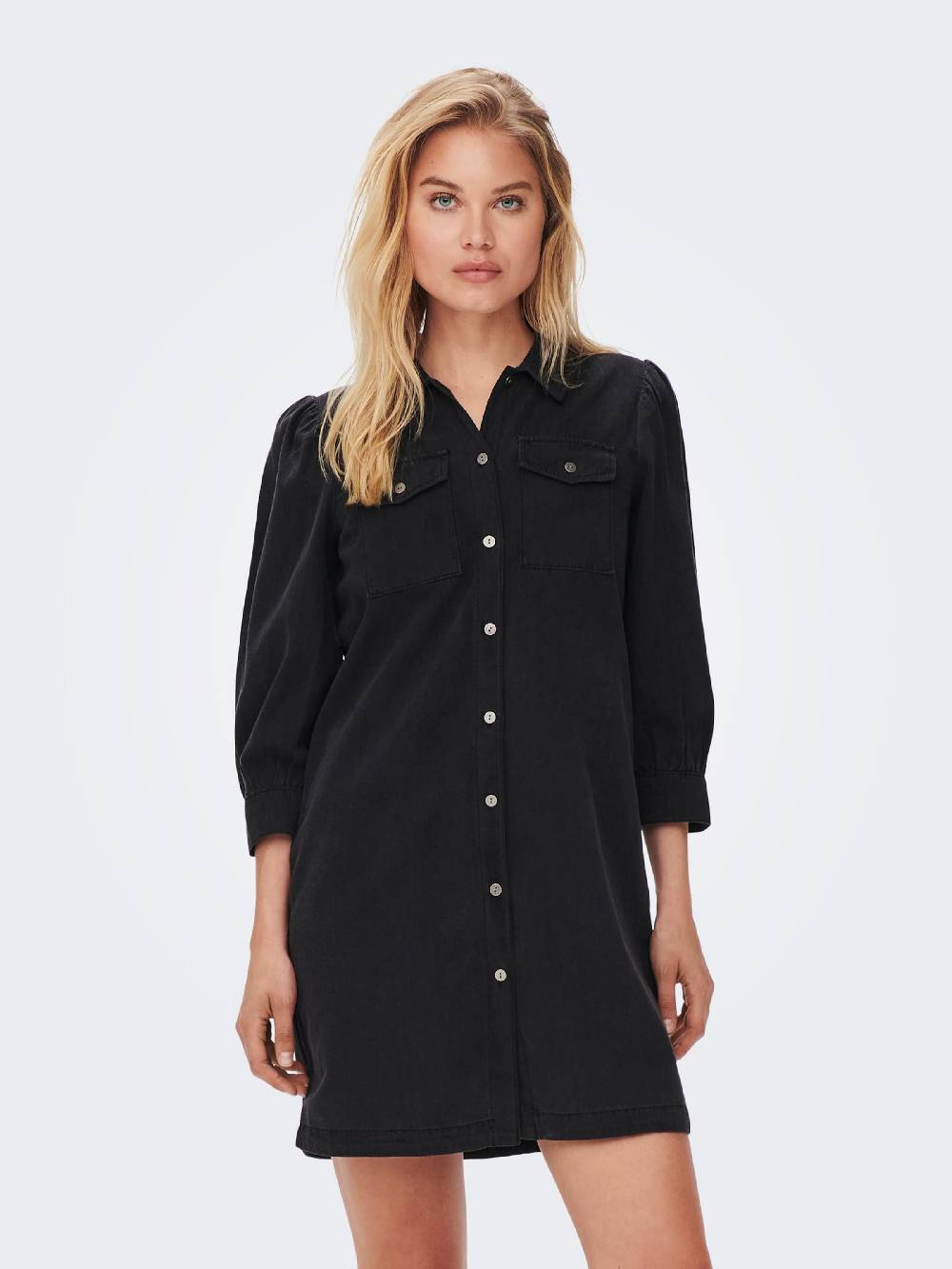 ONLY Shirt Dress 'ONLFELICA' in Black Denim 50% Rabatt mit kostenlosem Versand