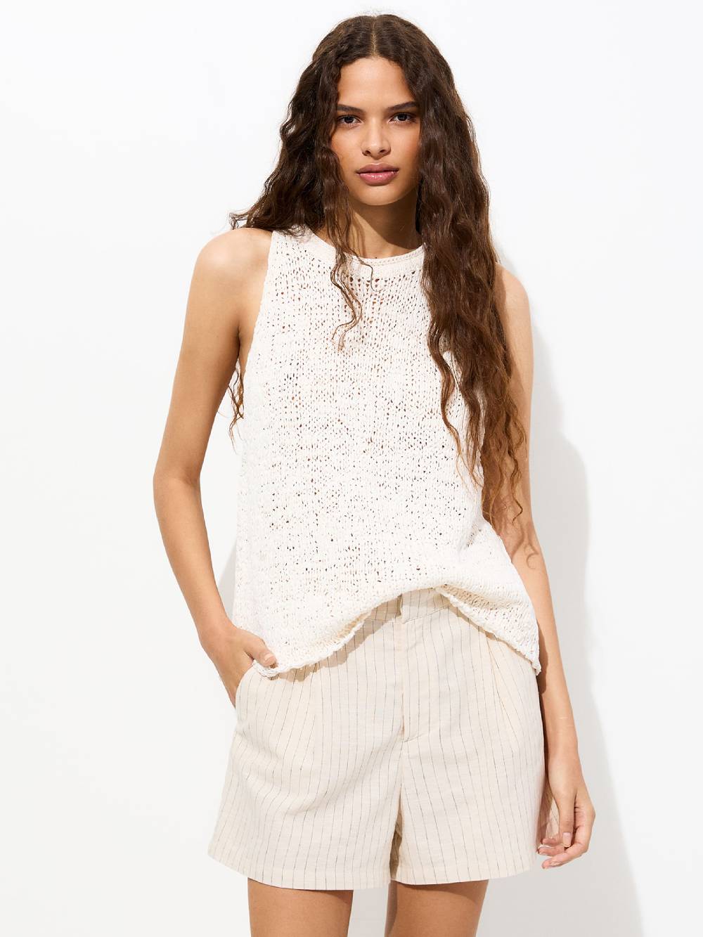 Pull&Bear Knitted Top in Light Beige Hotsell
