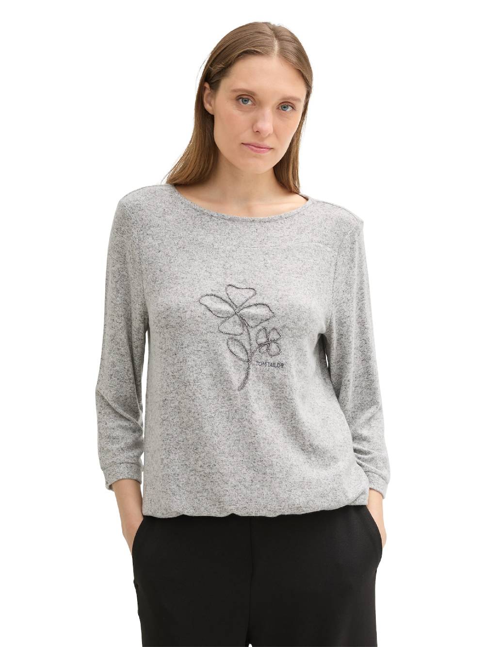 TOM TAILOR Shirt in Mottled Grey Schlussverkauf