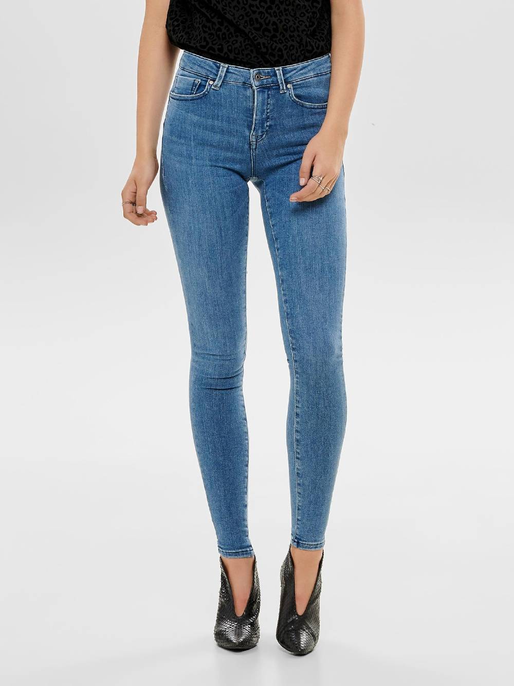 ONLY Skinny Jeans 'Power' in Blue Denim Sonderangebot
