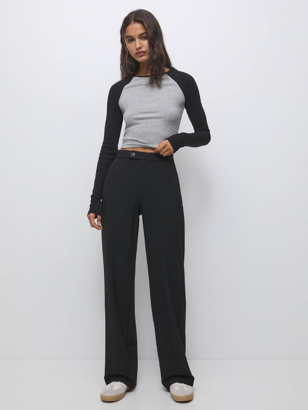 Pull&Bear Wide leg Pants in Black JETZT KAUFEN