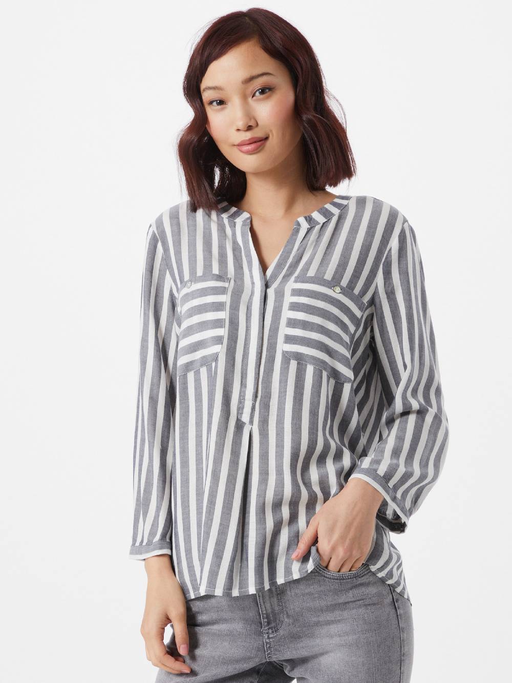TOM TAILOR Blouse in Navy, White Fabrik Onlineshop