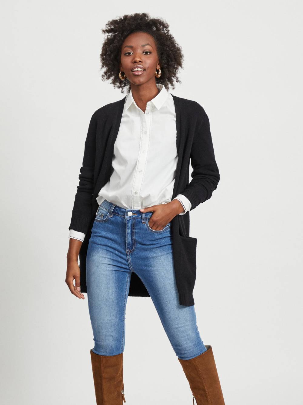 VILA Knit Cardigan 'Ril' in Black Kostenloser Versand international