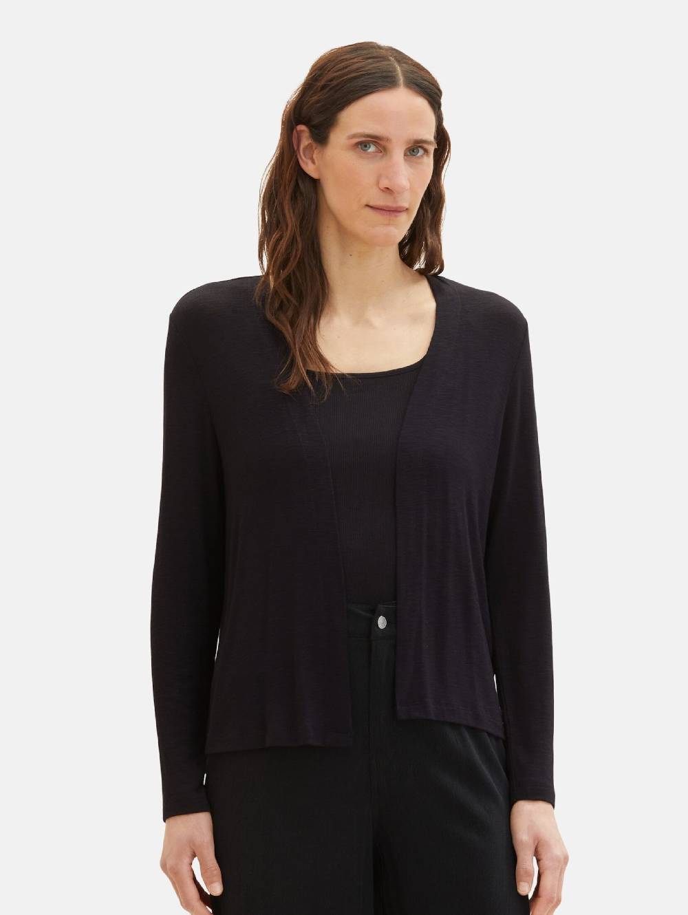TOM TAILOR Knit Cardigan in Black Outlet