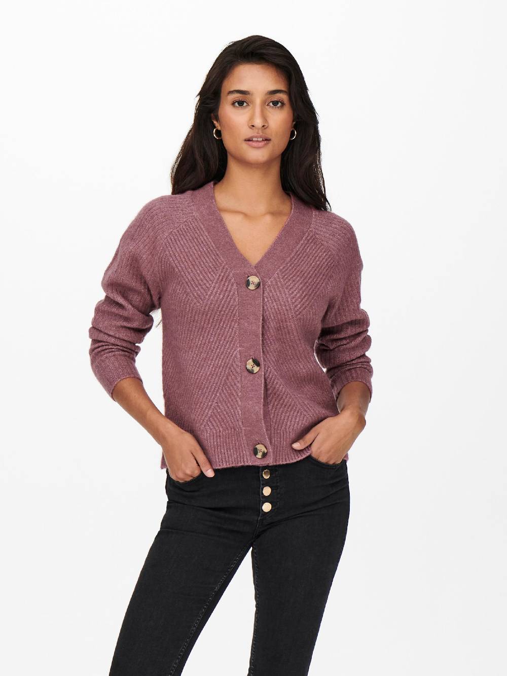 ONLY Knit Cardigan 'ONLCarol' in Mottled Pink Auslauf