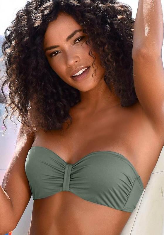BENCH Bandeau Bikini Top 'Perfect' in Olive im Angebot