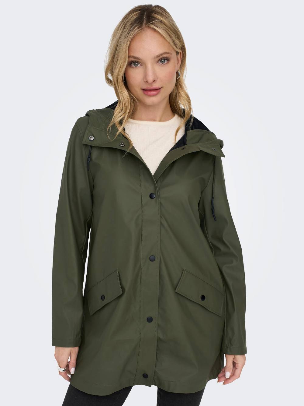ONLY Between-Seasons Coat 'Elisa' in Dark Green Tiefpreis