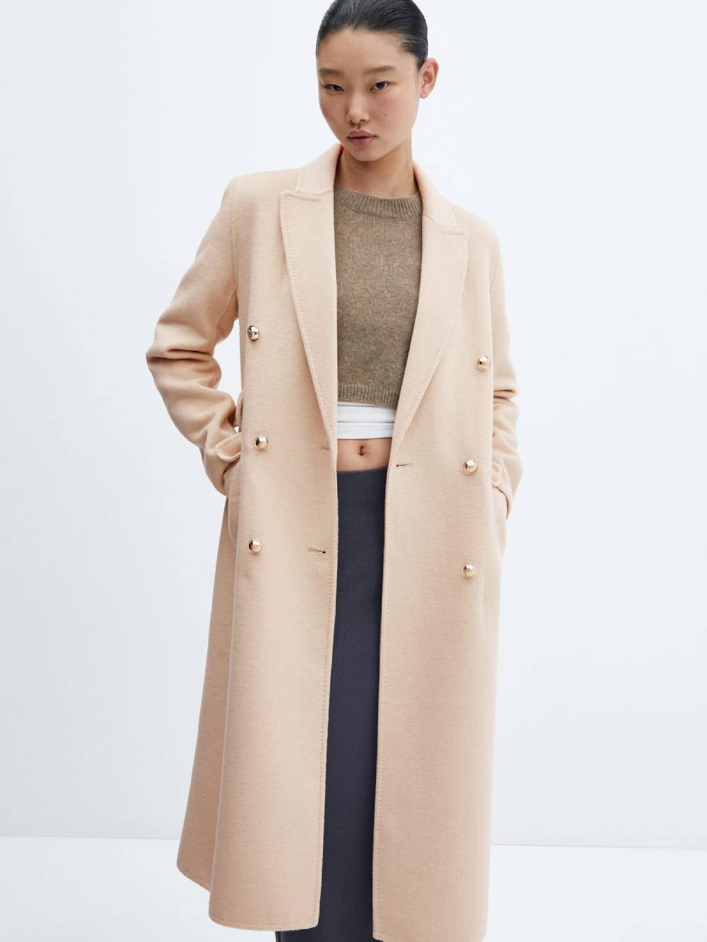 MANGO Winter Coat in Beige Kostenlose Rückgabe