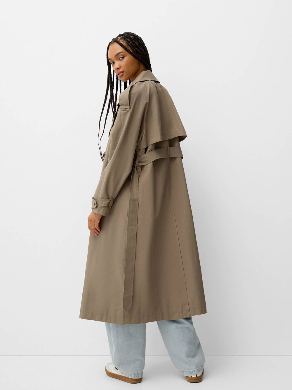 Bershka Between-Seasons Coat in Dark Beige Begrenzte Freigabe