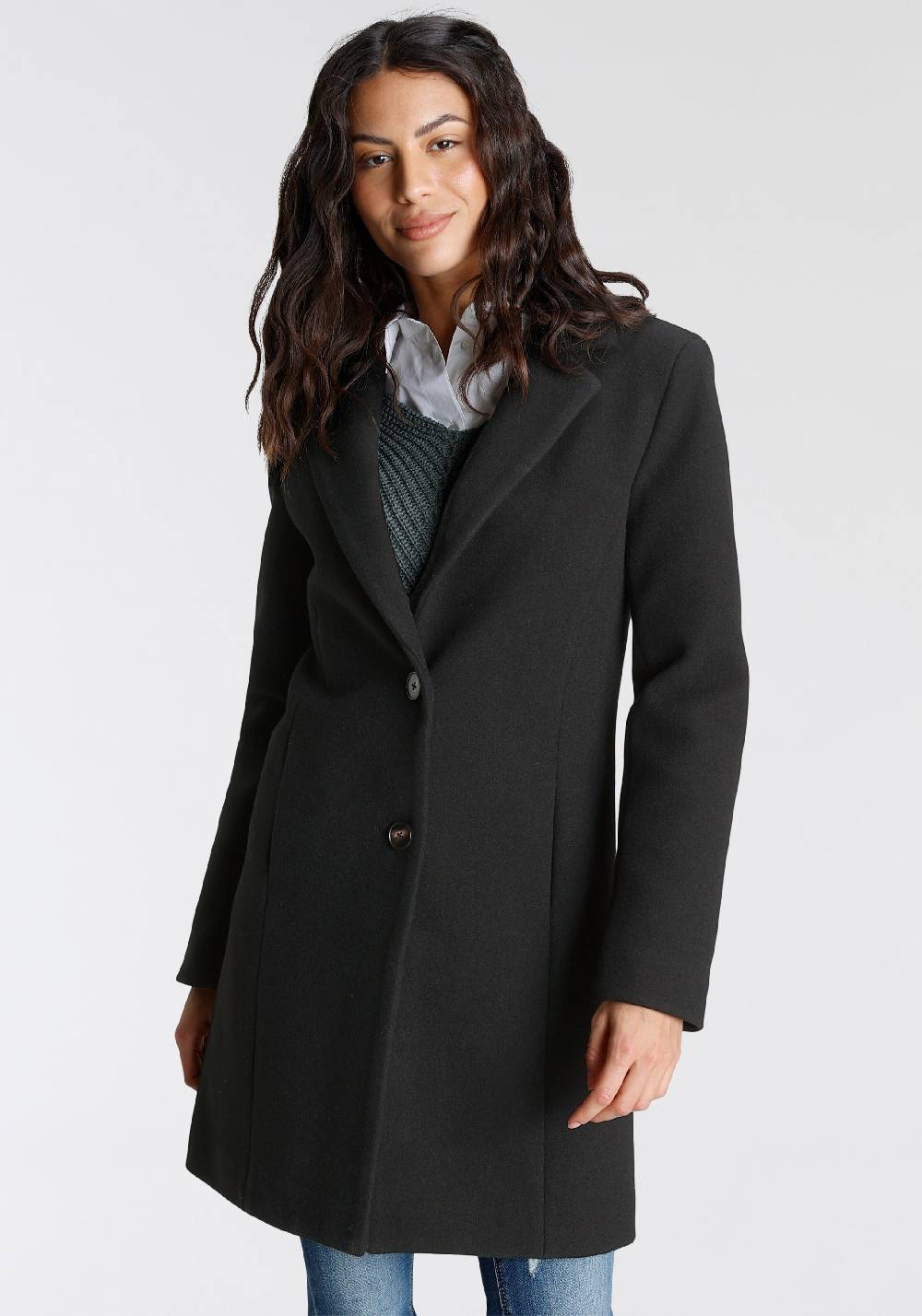 LAURA SCOTT Between-Seasons Coat in Black Letzter Tag