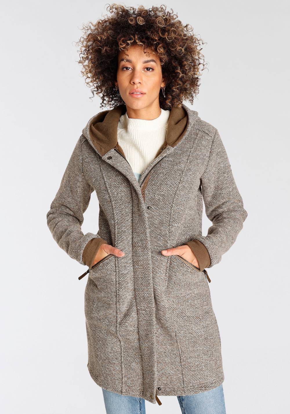 POLARINO Between-Seasons Coat in Brown Bis zu 55% Rabatt
