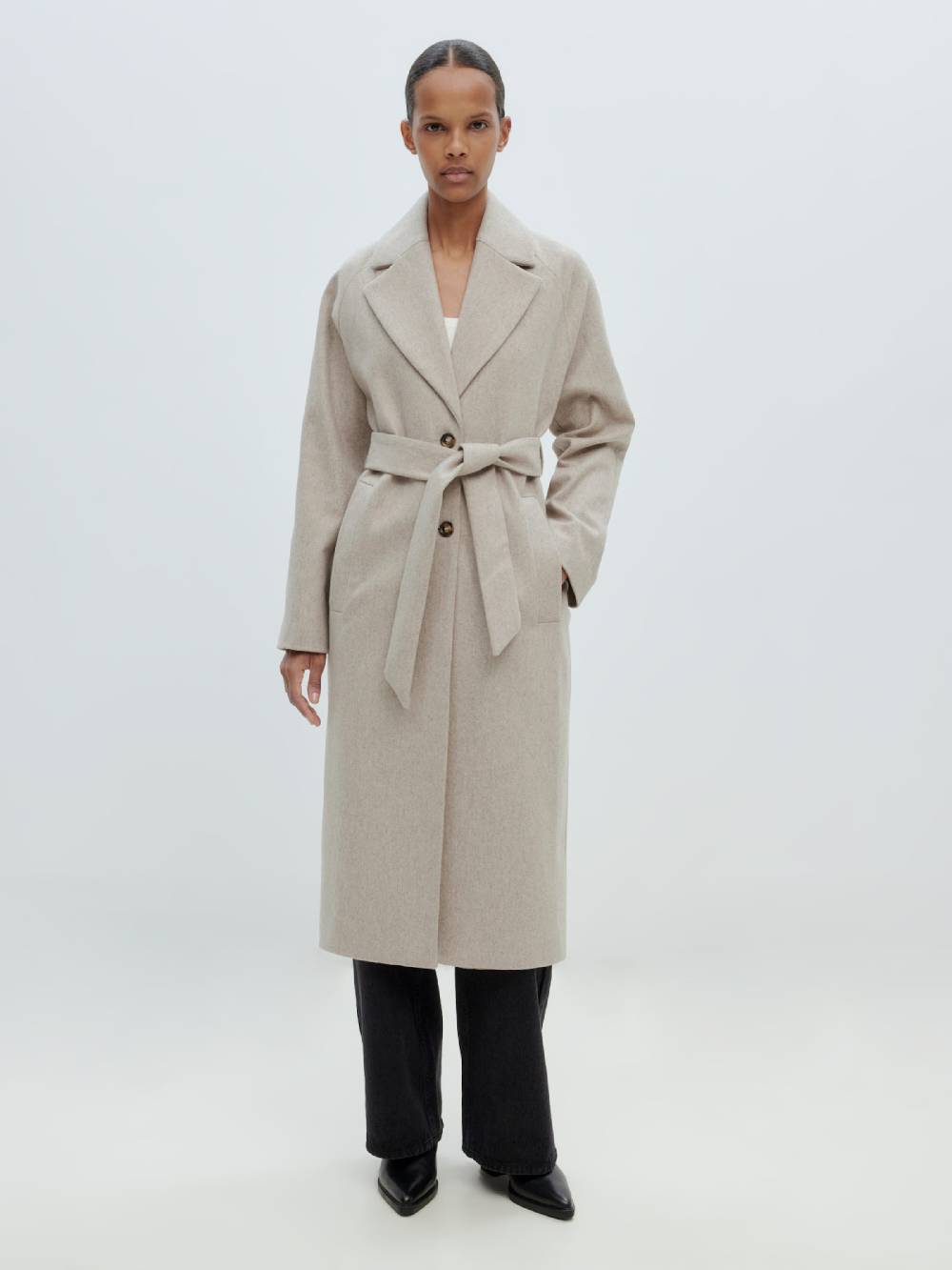 EDITED Between-Seasons Coat 'Cecilia' in Mottled Beige Im Verkauf