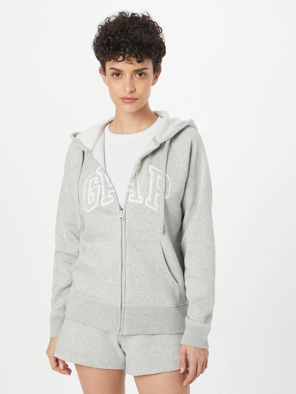 GAP Zip-Up Hoodie in Mottled Grey Fabrik Onlineshop