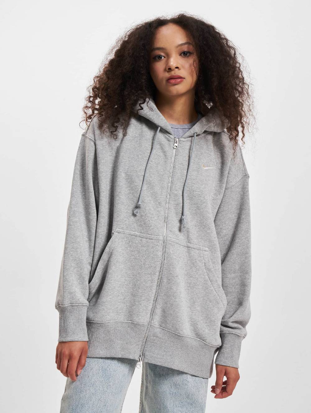 Nike Sportswear Zip-Up Hoodie 'Phoenix FLC' in Mottled Grey Großer Ausverkauf