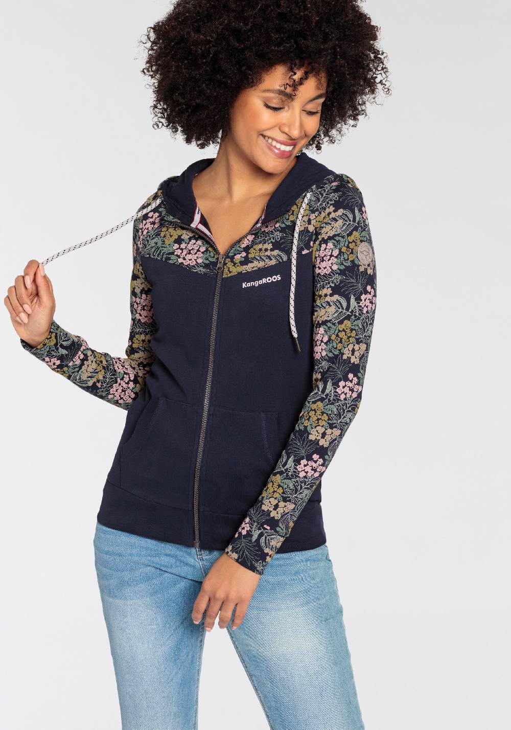 KangaROOS Zip-Up Hoodie in Marine Blue Online Shopping