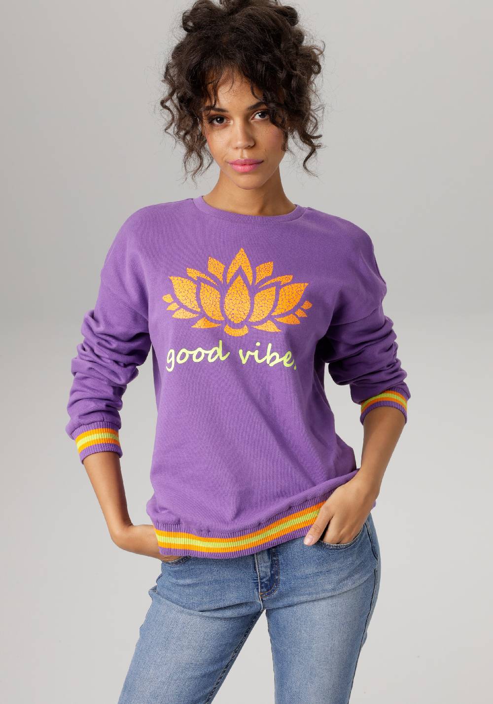 Aniston CASUAL Sweatshirt in Purple Preisnachlass