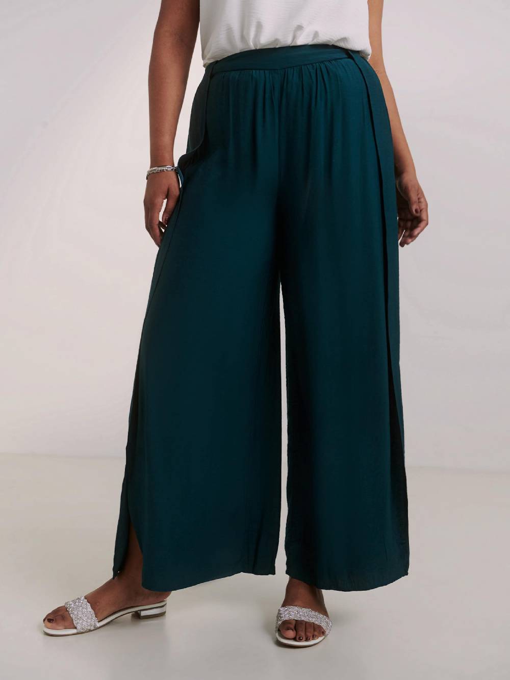 Guido Maria Kretschmer Curvy Wide leg Pants 'Darlin' in Petrol Outlet