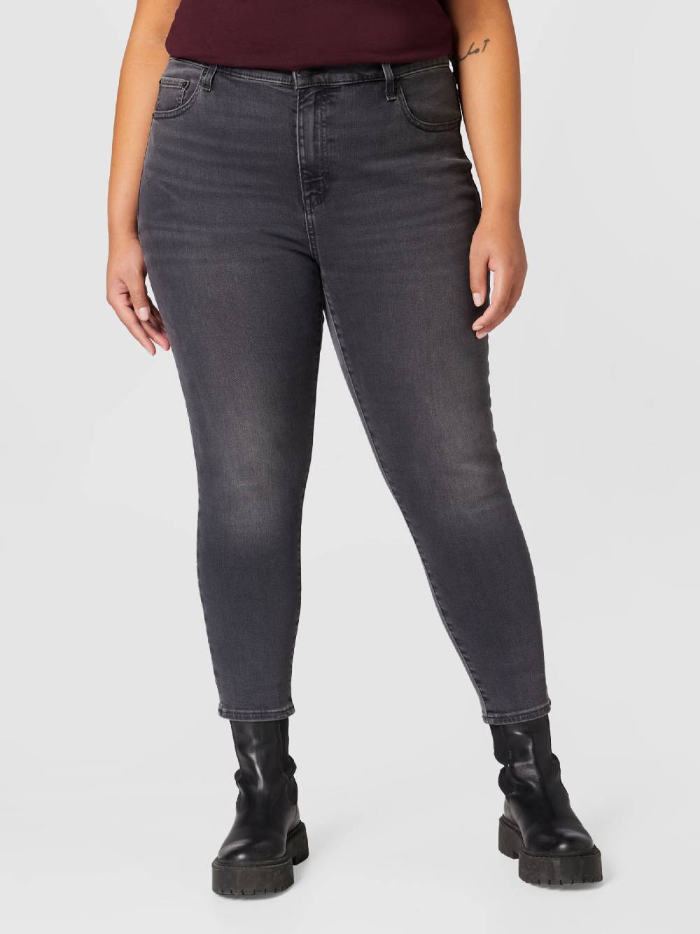 Levi's® Plus Skinny Jeans '721 PL Hi Rise Skinny' in Black Denim Günstiger Verkauf