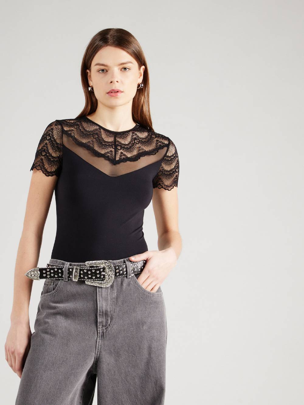 ABOUT YOU Shirt Bodysuit in Black Neueste Mode