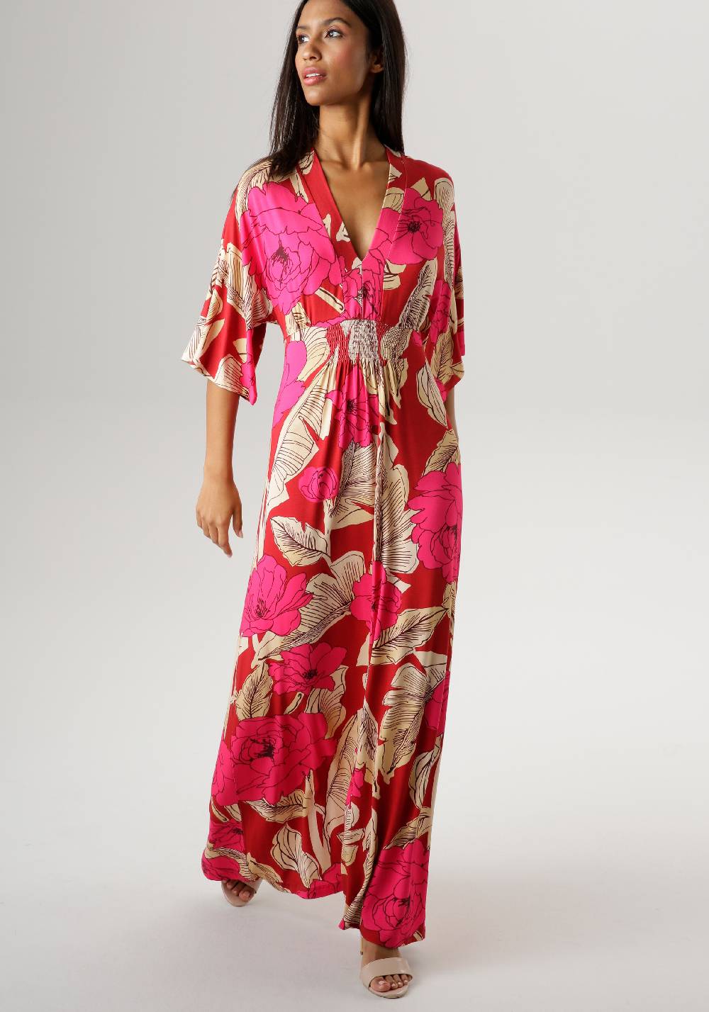 Aniston SELECTED Summer Dress in Dark Red Valentinstagsangebot