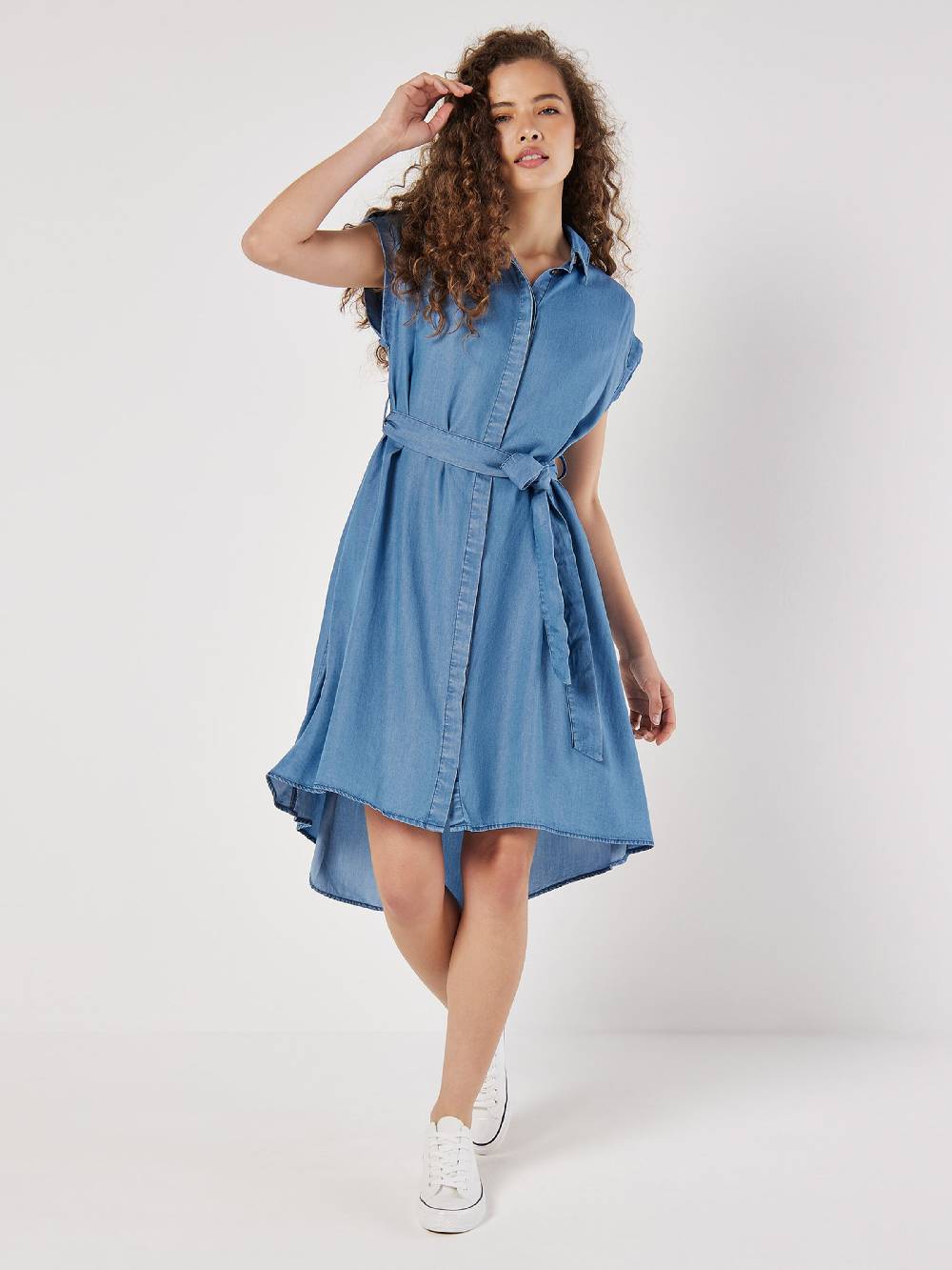 Apricot Shirt Dress in Blue Verkauf