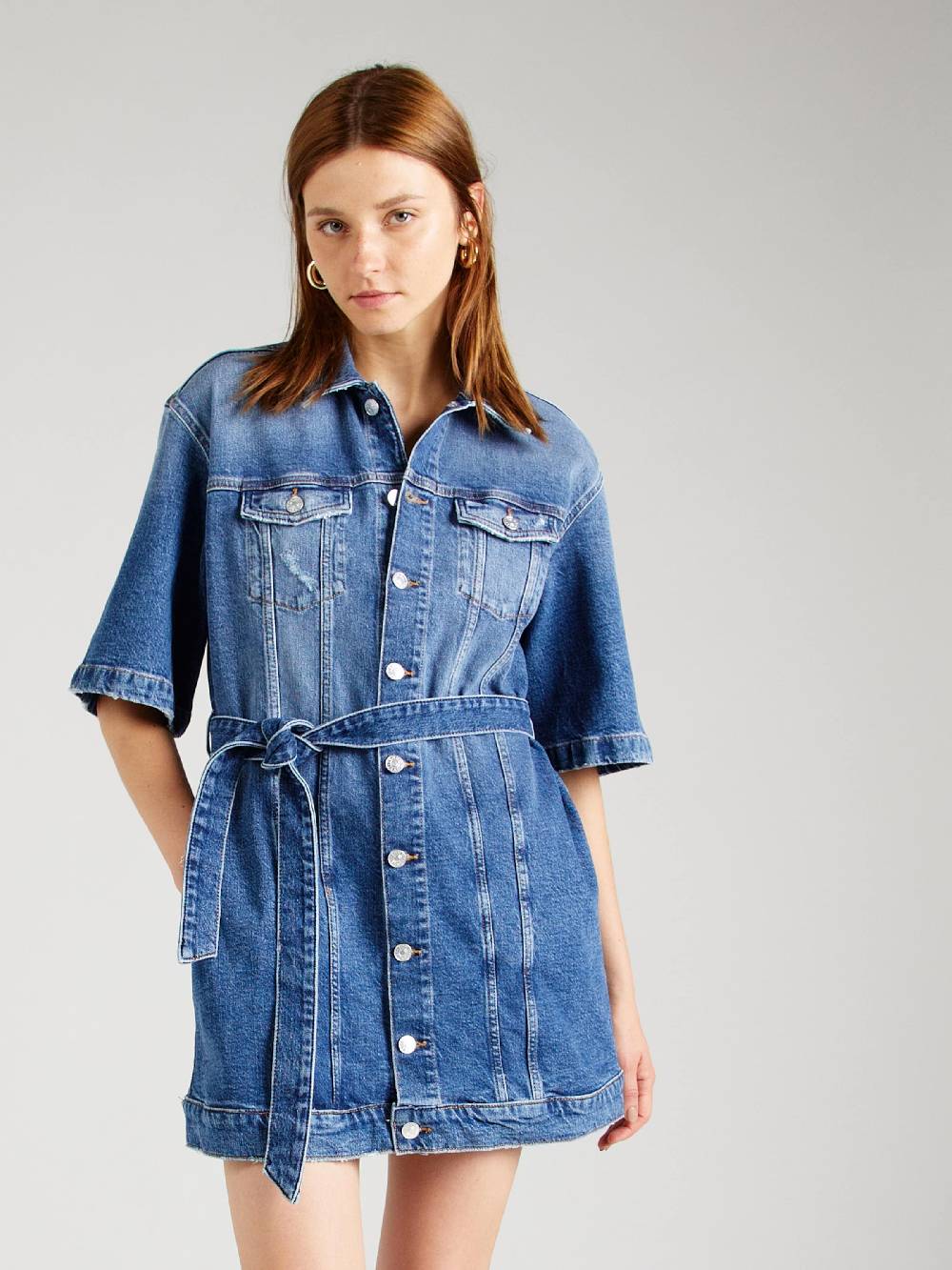 Tommy Jeans Shirt Dress in Blue Denim Räumungsverkauf