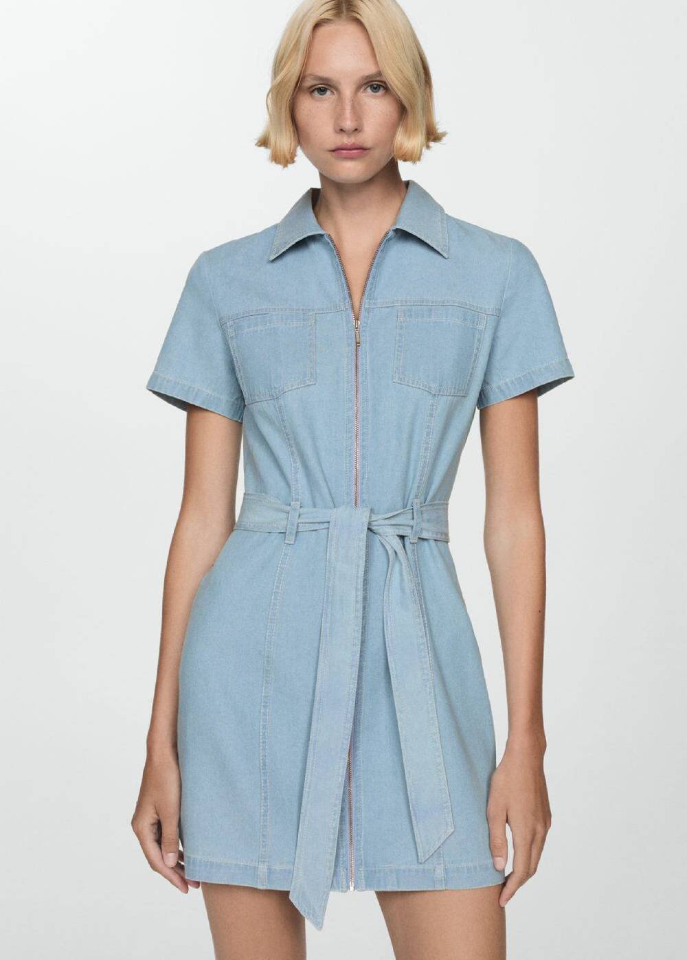 MANGO Shirt Dress 'lester-h' in Sky Blue Letzte 3 Tage