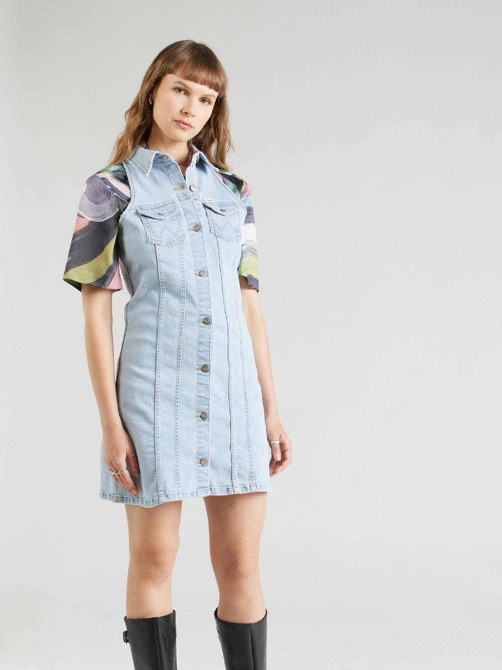 WRANGLER Shirt Dress 'SUNBLEACH' in Light Blue Zeitbegrenzte Promotion