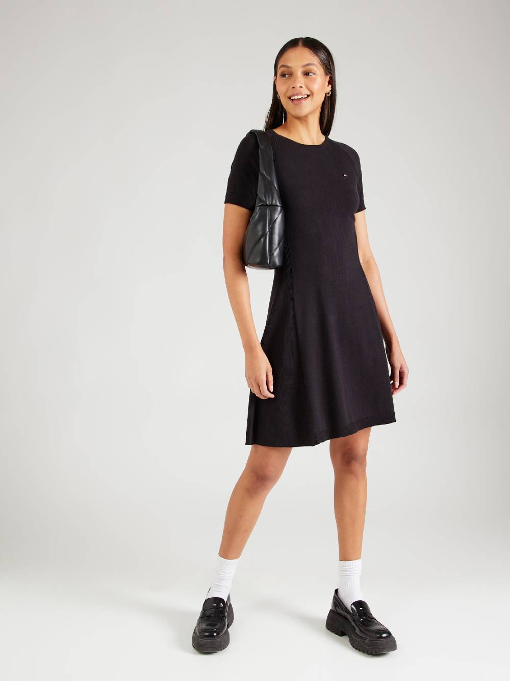 TOMMY HILFIGER Knitted dress in Black Sonderangebot