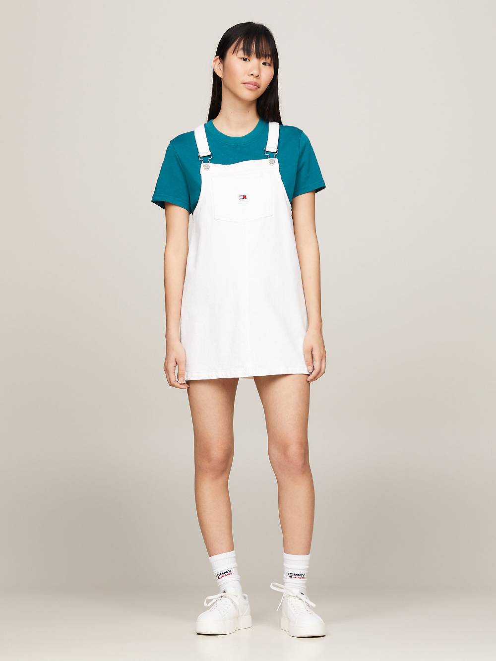 Tommy Jeans Overall Skirt in White Cyber Monday