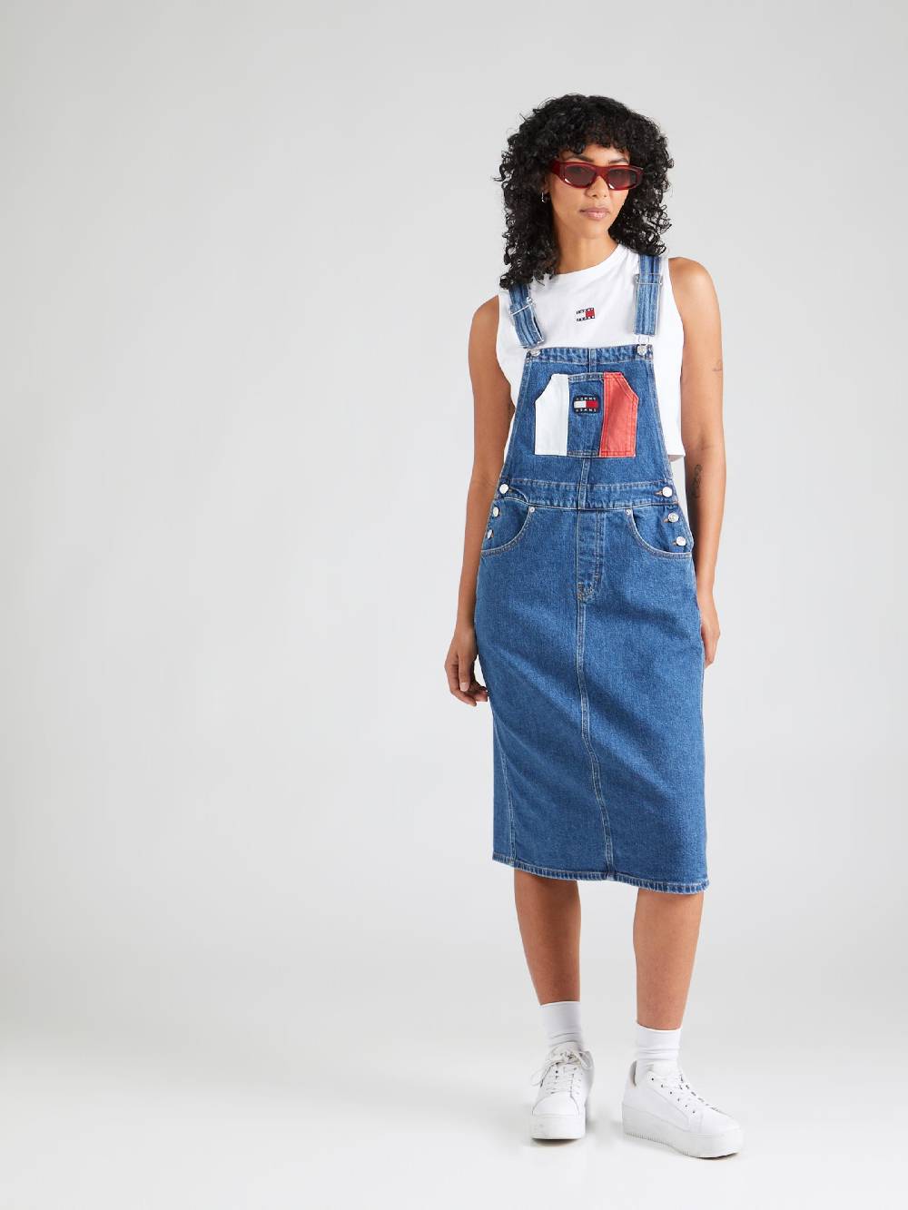 Tommy Jeans Overall Skirt in Blue Denim Valentinstagsangebot