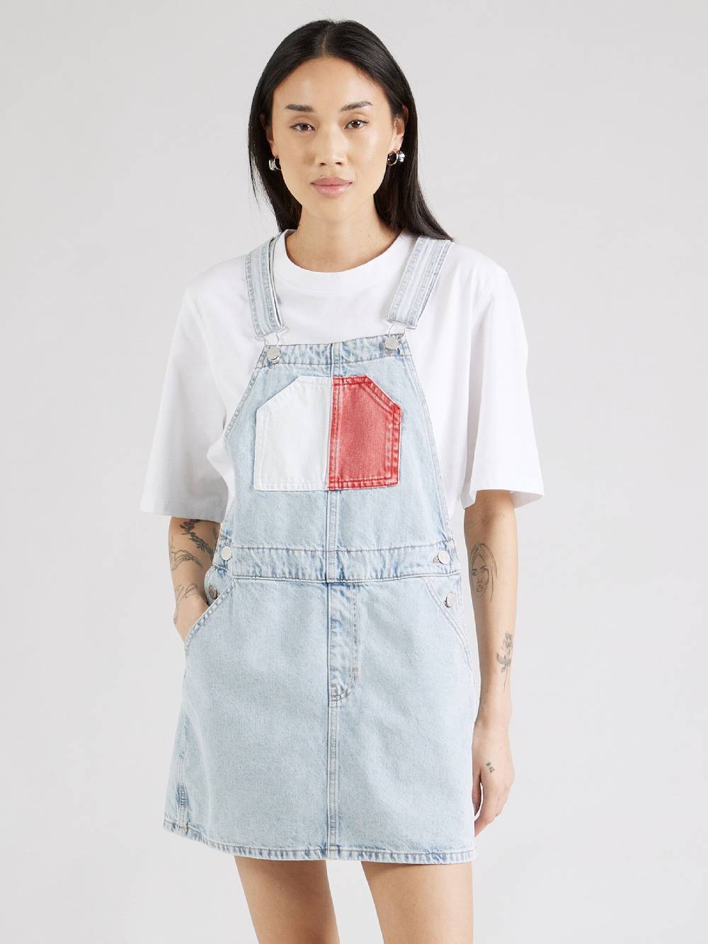 Tommy Jeans Overall Skirt in Light Blue Heißer Verkauf
