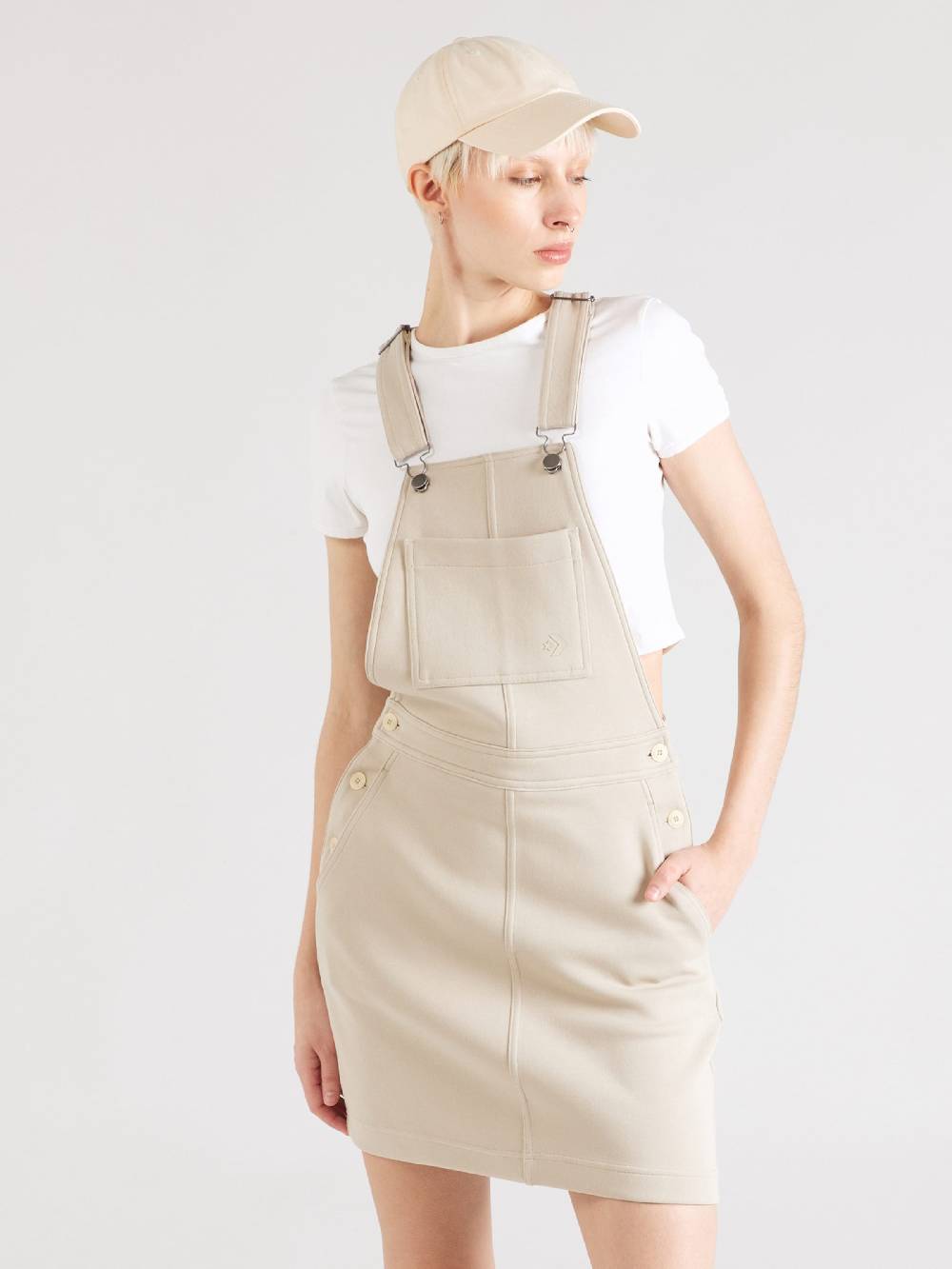 CONVERSE Overall Skirt 'Chevron Salopette' in Sand Große Rabatte