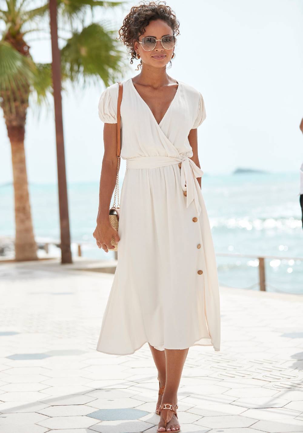 VIVANCE Beach Dress in Ecru Sonderangebot der Fabrik