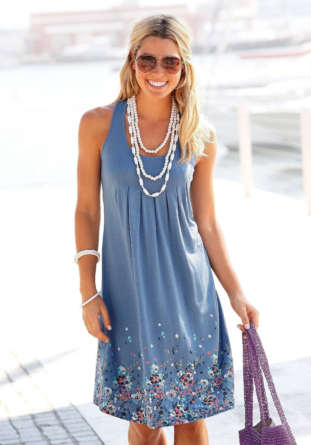 BEACH TIME Beach Dress in Aqua, Dusty Blue 2025