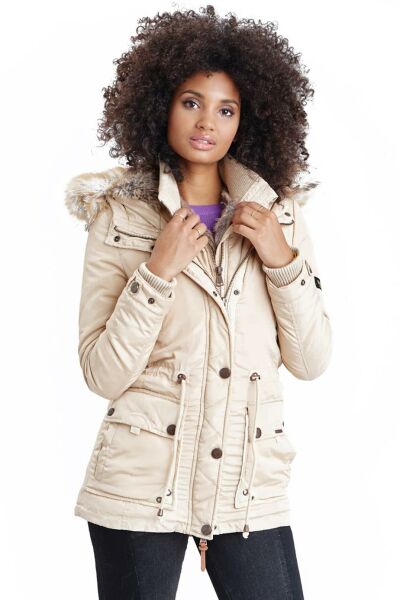 Marikoo Grinsekatze Damen lange Winterjacke mit Kapuze Neueste Mode