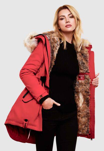 Marikoo Navahoo Bombii Damen Winterjacke lang mit Kunstfell Nur für heute