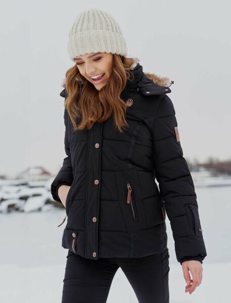 Marikoo Nekoo warm gefütterte Damen Winterjacke mit Kunstfell 2025
