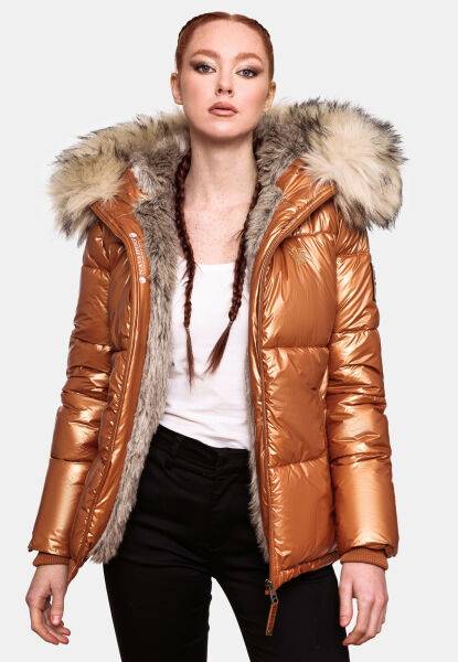 Marikoo Navahoo Tikunaa Damen Winterjacke mit Kapuze und Kunstfellkragen Versandkostenfrei