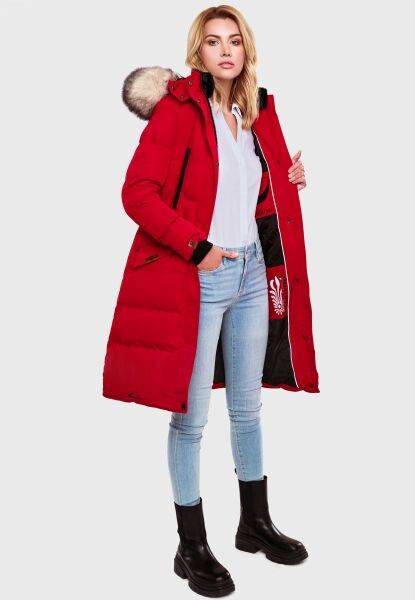 Marikoo Schneesternchen Damen lange Winter Steppjacke mit Kapuze Angebote