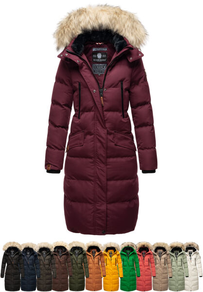 Marikoo Schneesternchen Damen lange Winter Steppjacke mit Kapuze Angebote