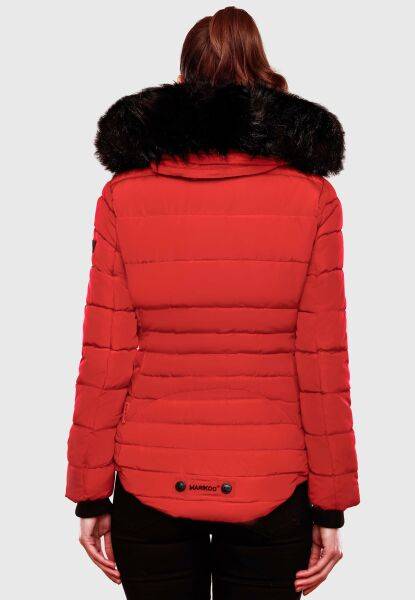 Marikoo Lotusblüte warme Damen Winterjacke gesteppt mit Kunstfell im Angebot