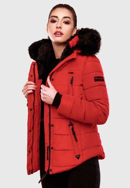 Marikoo Lotusblüte warme Damen Winterjacke gesteppt mit Kunstfell im Angebot