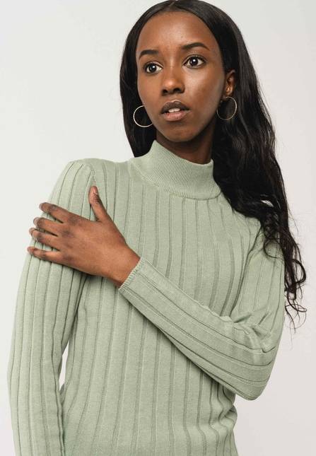 Melawear Damen Strickpullover mit Mockneck AMBA Valentinstagsangebot