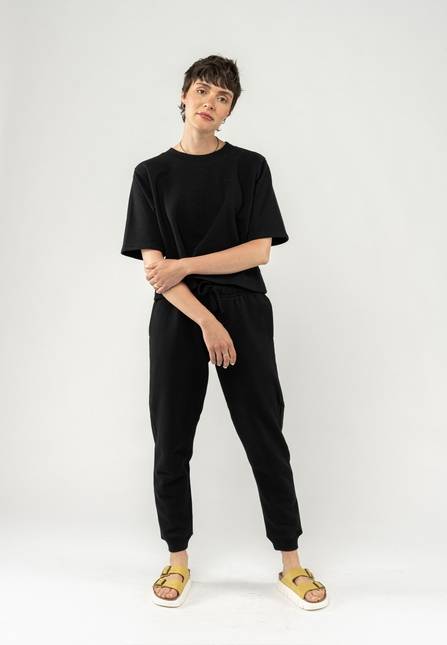 Melawear French Terry Cropped T-Shirt DEEPALI Neueste Stile