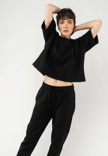 Melawear French Terry Cropped T-Shirt DEEPALI Neueste Stile
