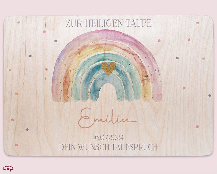 Shirtracer Erinnerungskiste zur Taufe mit Regenbogen - Personalisierte Babybox für Jungen und Mädchen - Taufgeschenk Shirtracer Fabrikpreis