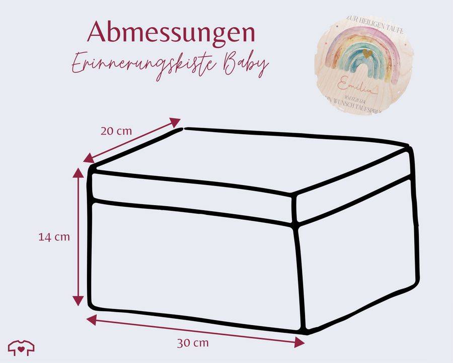 Shirtracer Erinnerungskiste zur Taufe mit Regenbogen - Personalisierte Babybox für Jungen und Mädchen - Taufgeschenk Shirtracer Fabrikpreis