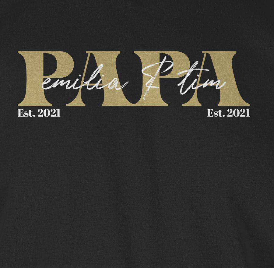Shirtracer PAPA Geschenk mit Namen Kinder Datum Geburtsjahr Weihnachten Geburtstag: T-Shirt Shirtracer Saisonale Angebote